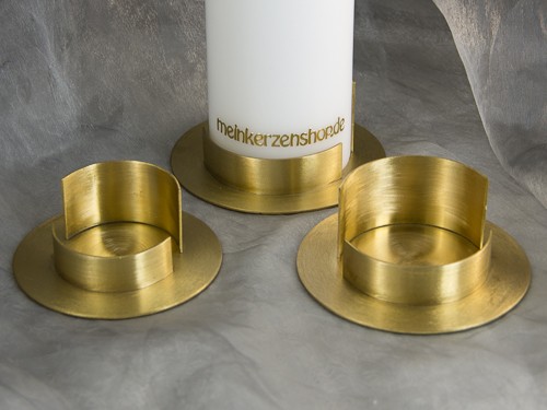 Dekoteller Aus Poliertem Messing (gold) Mit Dorn – Für Taufkerzen, Ø 10 Cm